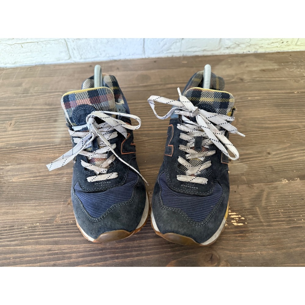 New Balance 574 HMK Dark Blue Plaid Suede Men's Limited Edition Sneakers Sz 9.5 - Picture 2 of 11